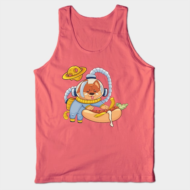 Shiba Inu Dog Astronaut in a Hot Dog Universe Tank Top by tatadonets